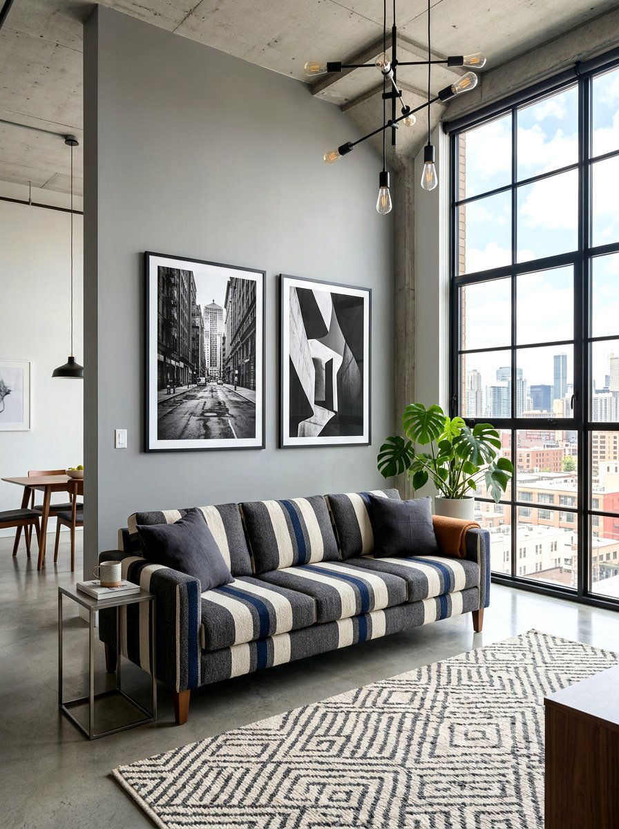 Modern Stripe Sofa - 30 statement stripe sofa ideas