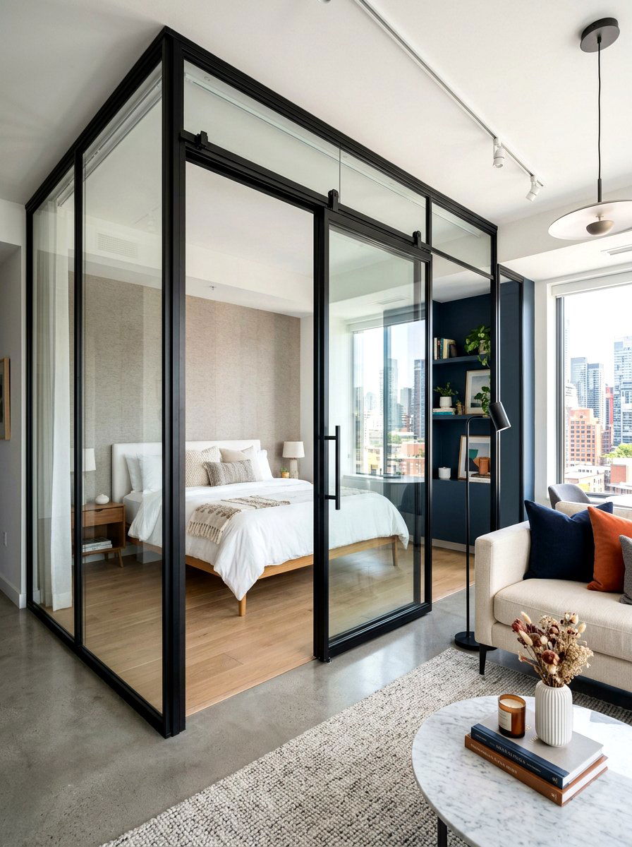 Modern Studio Glass Wall - 30 studio sleeping nook ideas