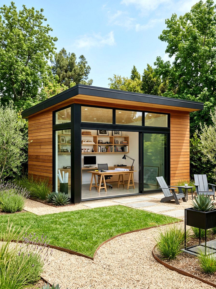 Modern Studio Shed - 30 backyard workshop shed ideas