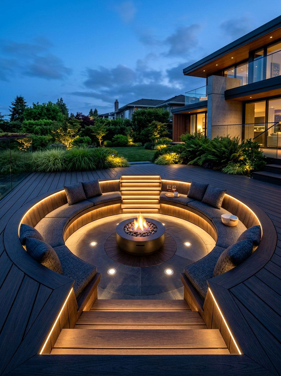 Modern Sunken Deck Lighting - 30 conversation pit backyard ideas