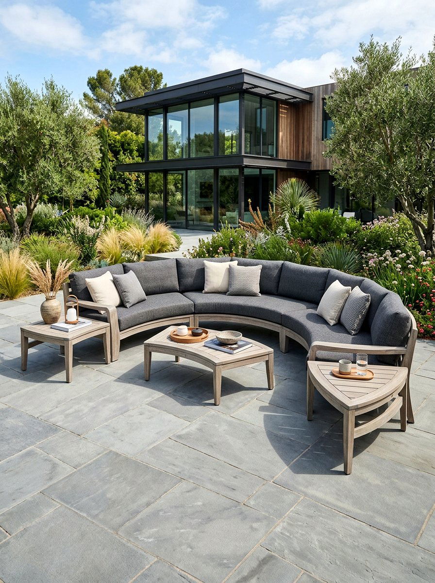 Modern Teak Curved Sectional - 30 curved patio sofa ideas