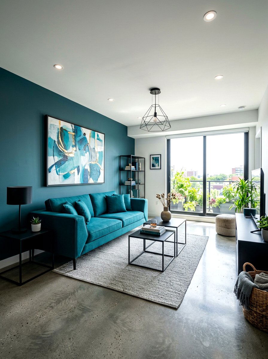 Modern Teal Living Room - 30 teal living room ideas