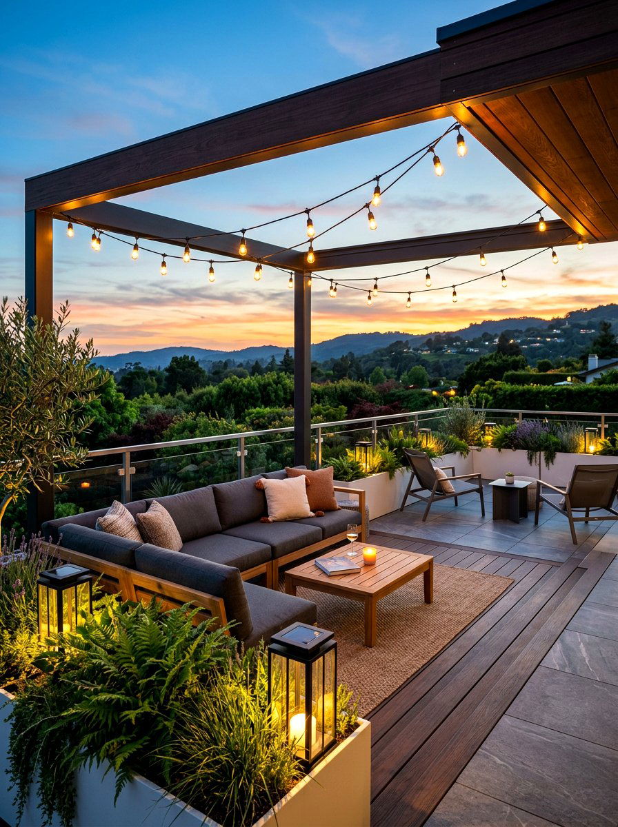 Modern Terrace Lighting - 30 terrace garden ideas