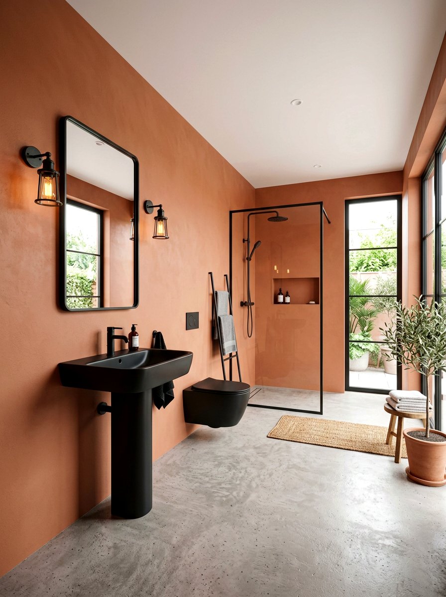 Modern Terracotta Bathroom - 30 terracotta powder room ideas