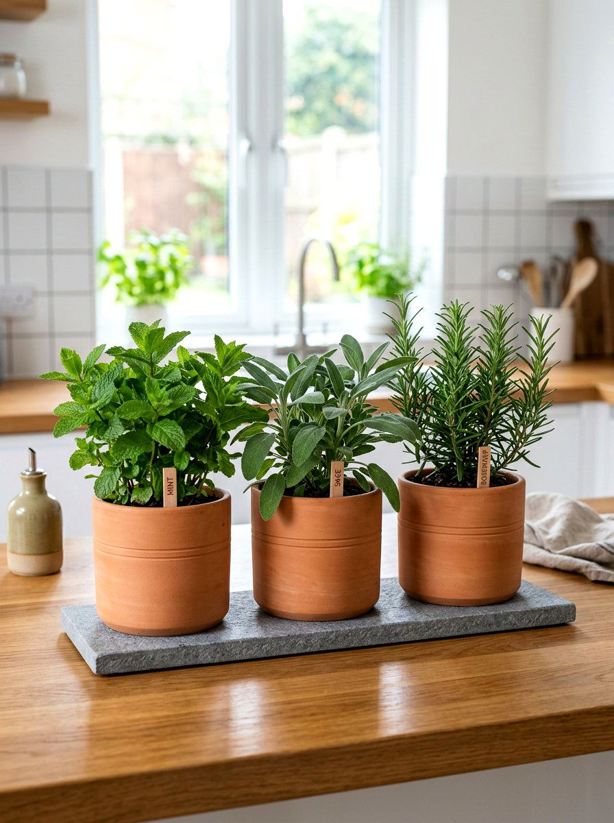 Modern Terracotta Herb Arrangement - 30 modern herb garden ideas
