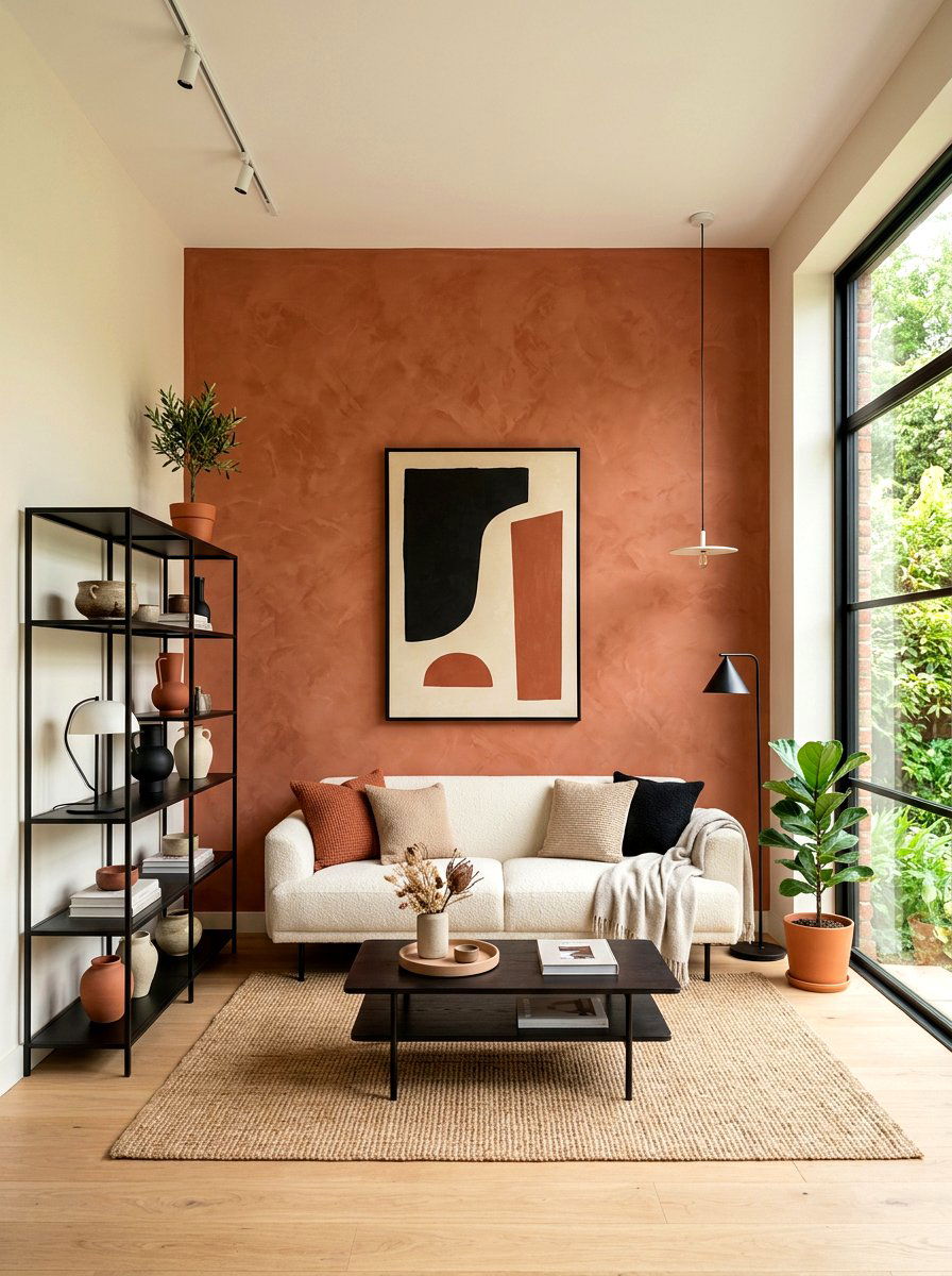 Modern Terracotta Living Room - 30 terracotta washed living room ideas