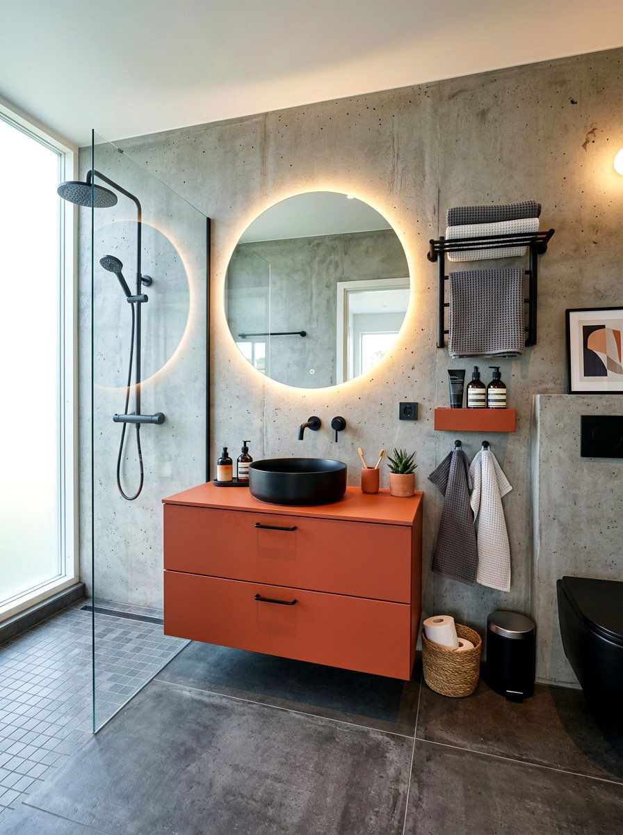 Modern Terracotta Vanity - 30 terracotta bathroom ideas