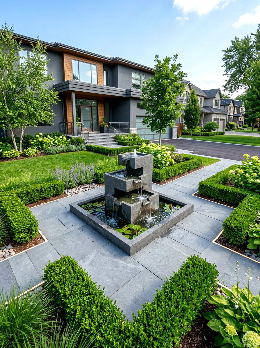 Modern Tiered Fountain - 30 entry fountain landscaping ideas