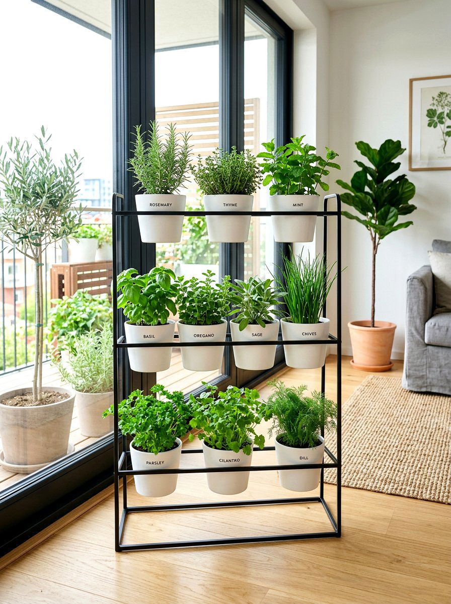 Modern Tiered Herb Stand - 30 modern herb garden ideas