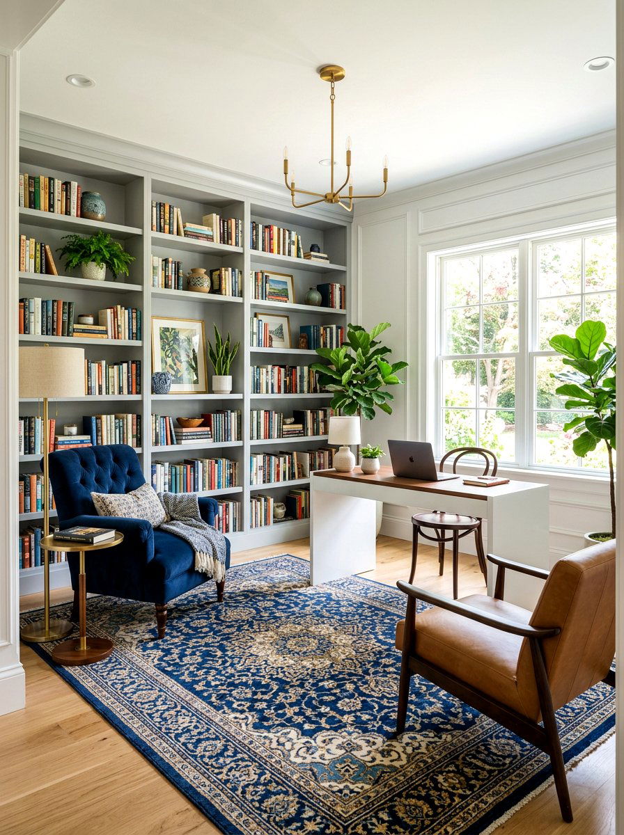 Modern Transitional Library - 30 classic office library ideas