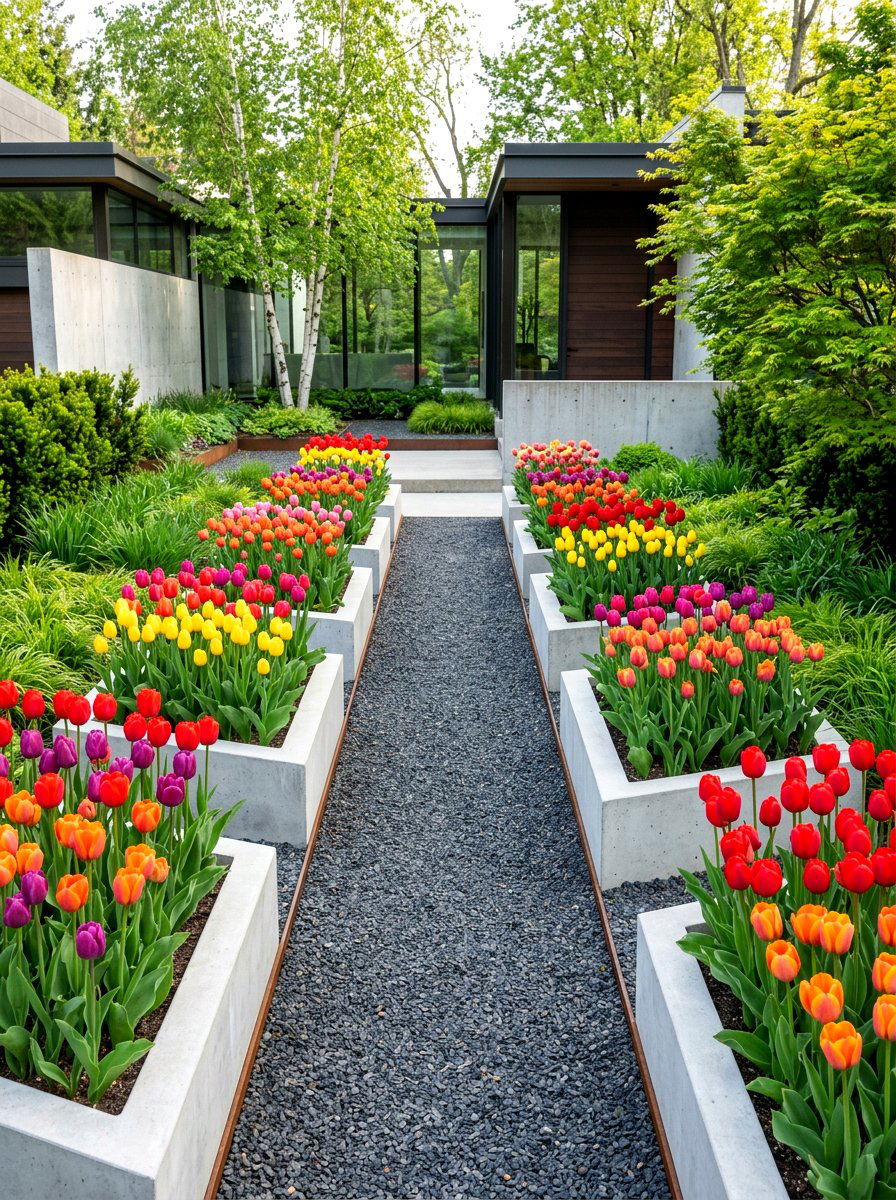 Modern Tulip Landscaping - 30 tulip garden ideas