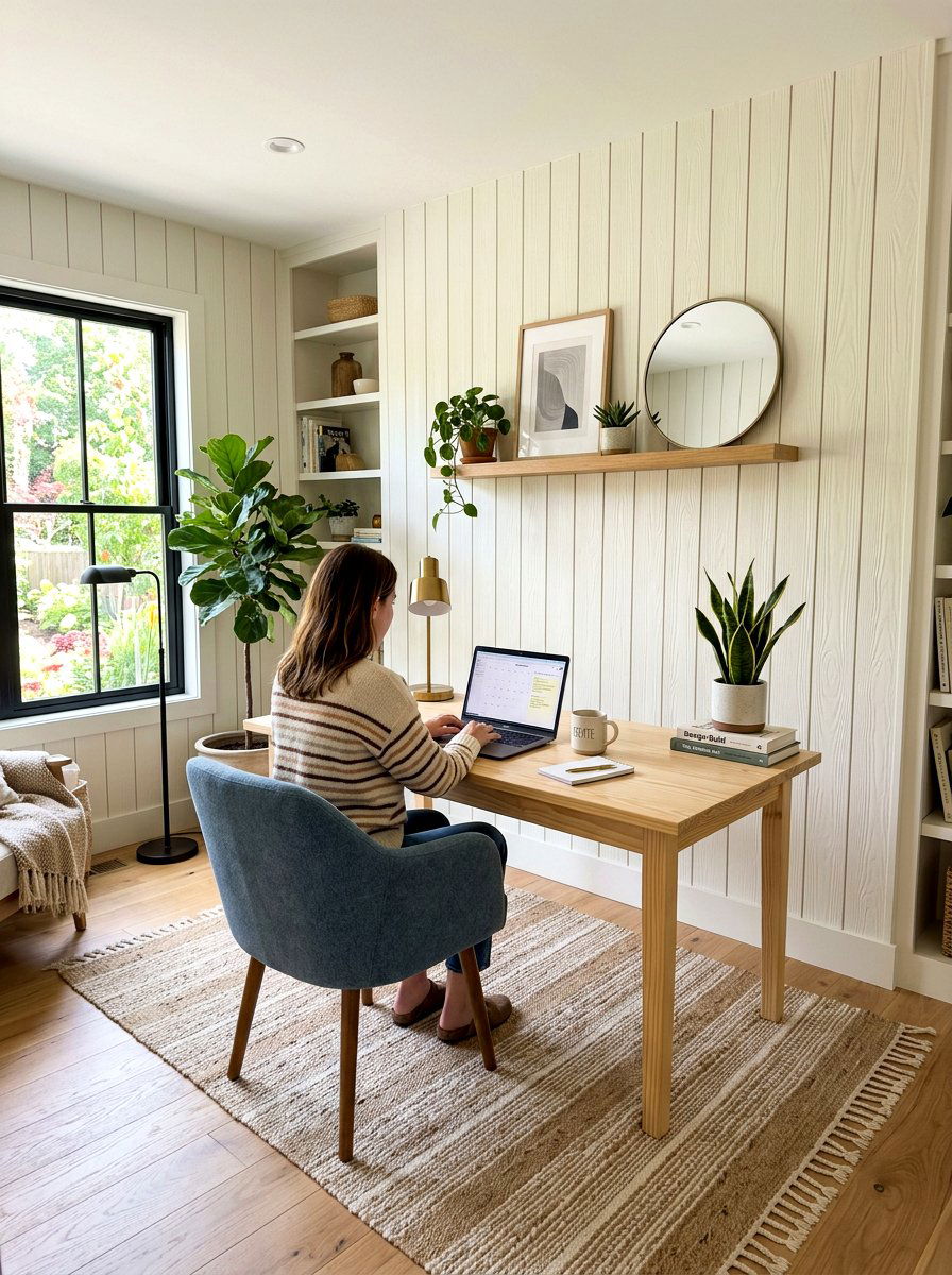 Modern Vertical Shiplap - 30 office wall molding ideas