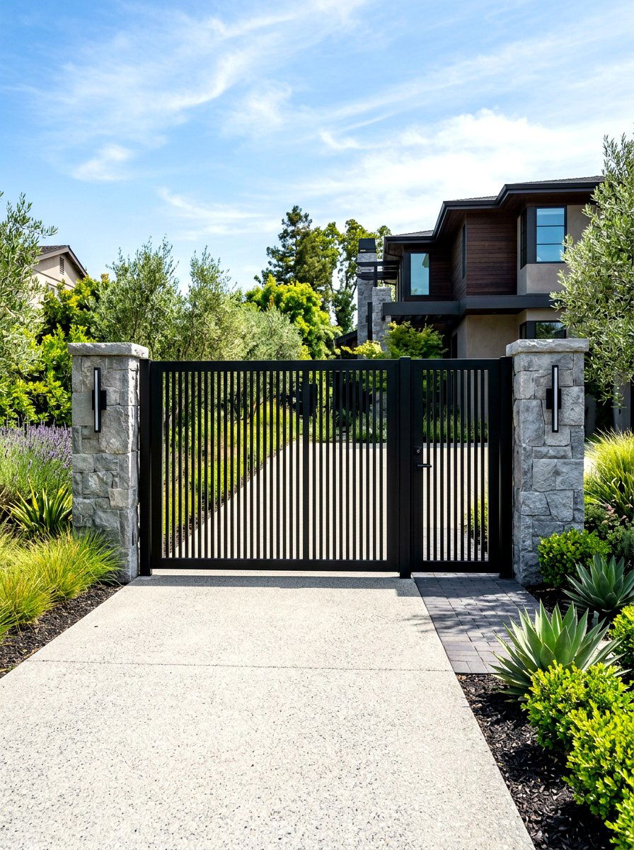Modern Vertical Slat Gate - 30 driveway gate ideas