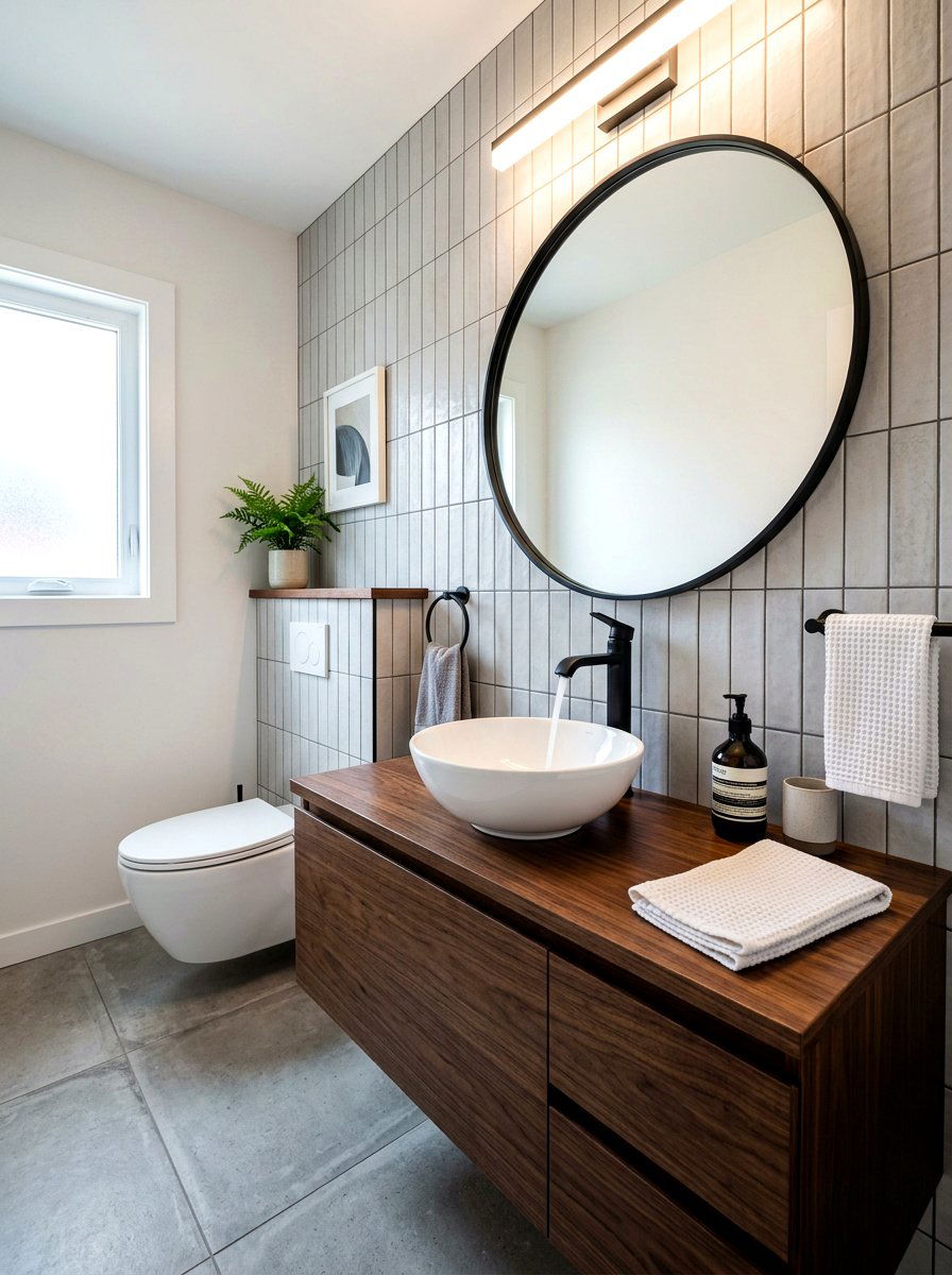 Modern Vessel Sink Powder Room - 30 boutique hotel powder room ideas