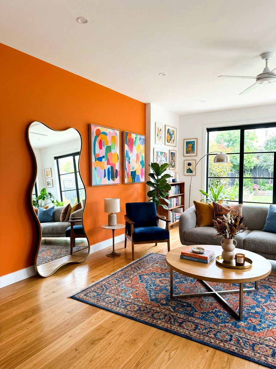 Modern Wavy Floor Mirror - 30 statement floor mirror living room ideas