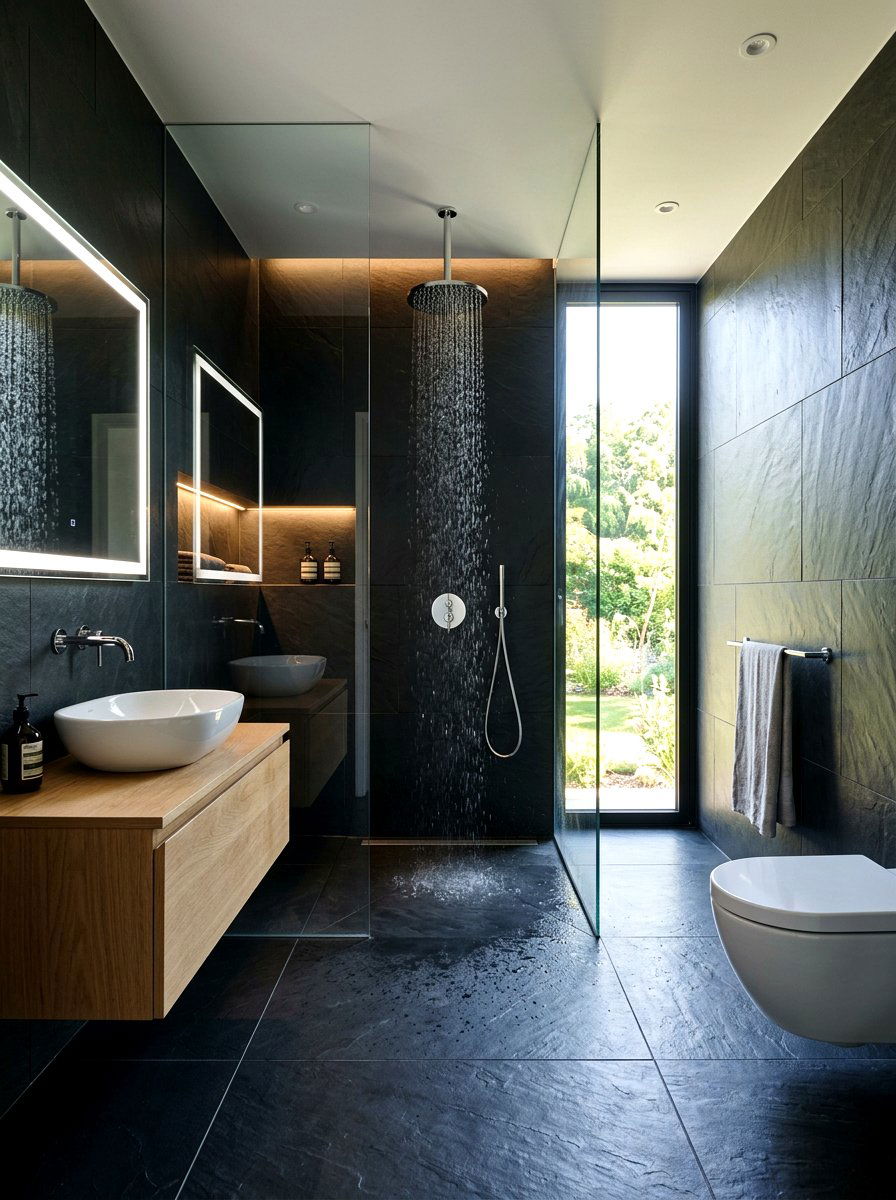 Modern Wet Room - 30 rain shower bathroom ideas