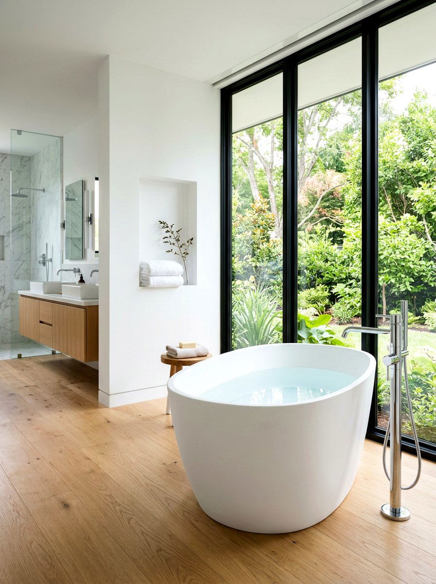 Modern White Acrylic Oval Tub - 30 freestanding tub ideas