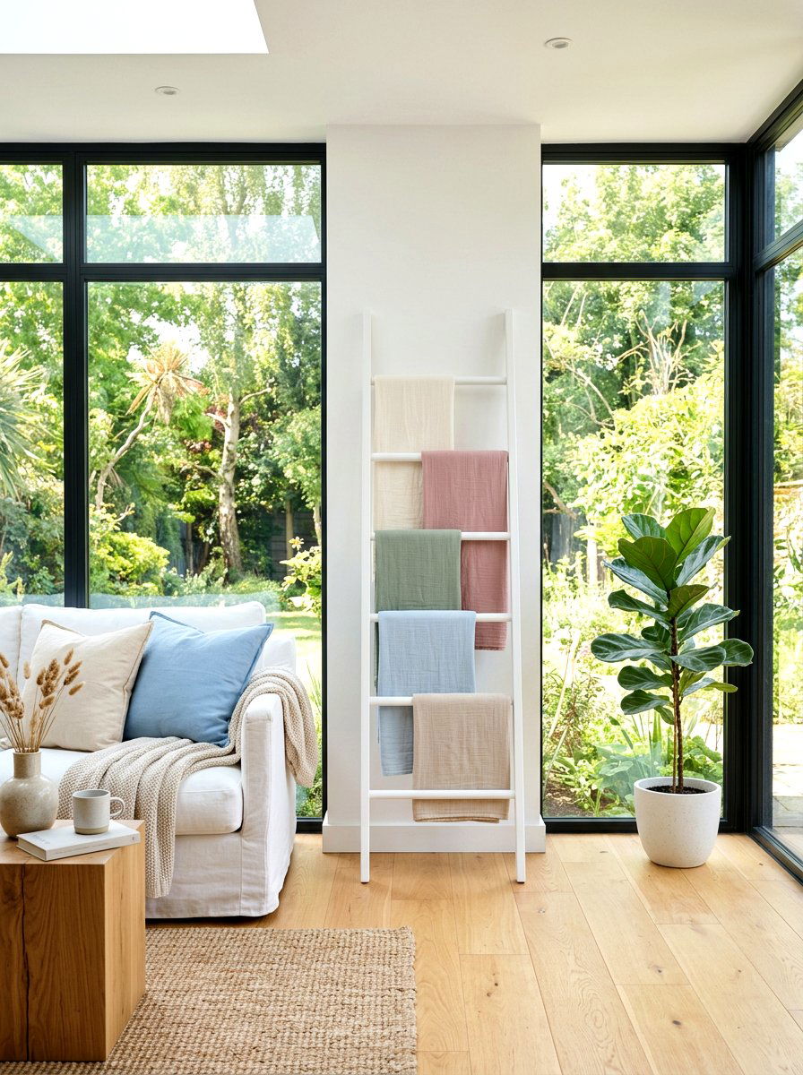 Modern White Blanket Ladder - 30 blanket ladder ideas