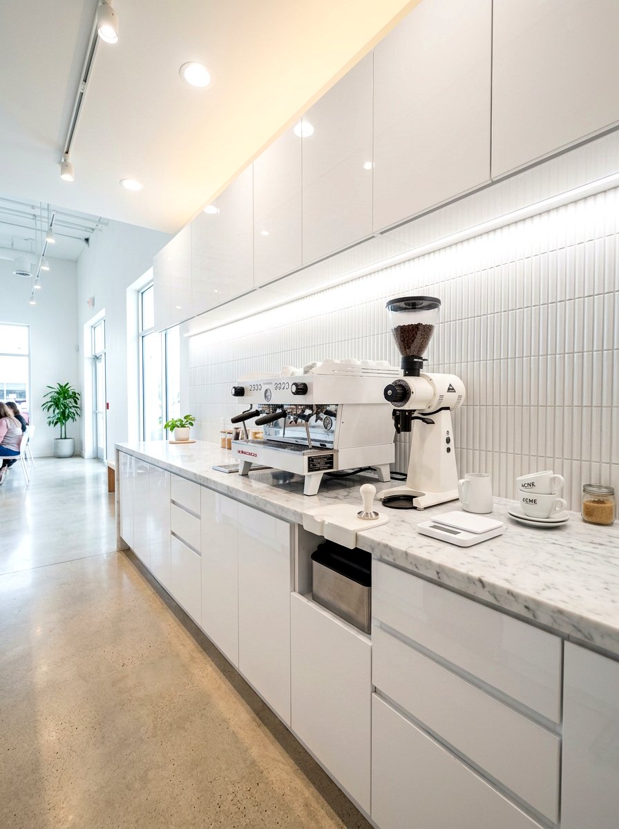 Modern White Coffee Bar - 30 home cafe ideas