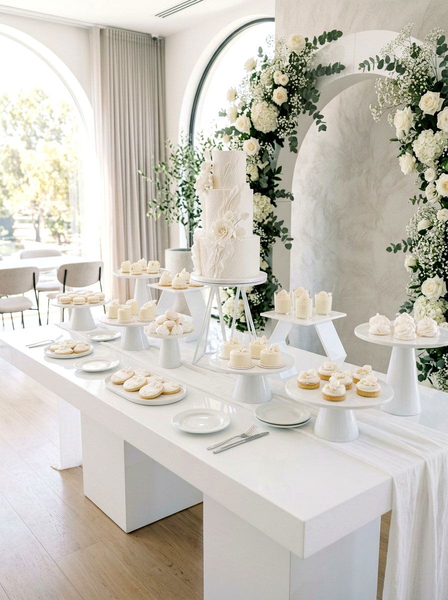 Modern White Dessert Table - 30 dessert table decor ideas