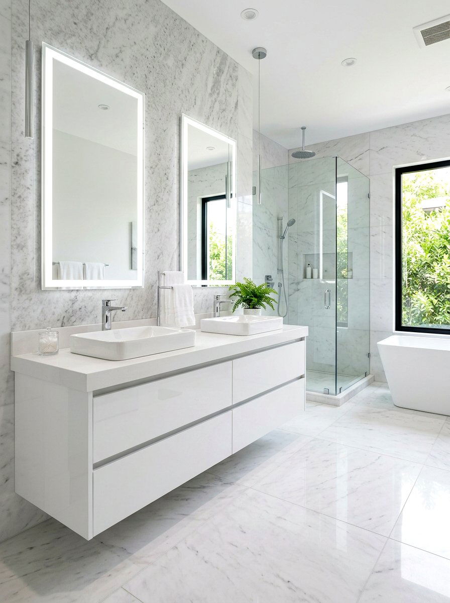 Modern White Floating Vanity Bathroom - 30 floating vanity ideas