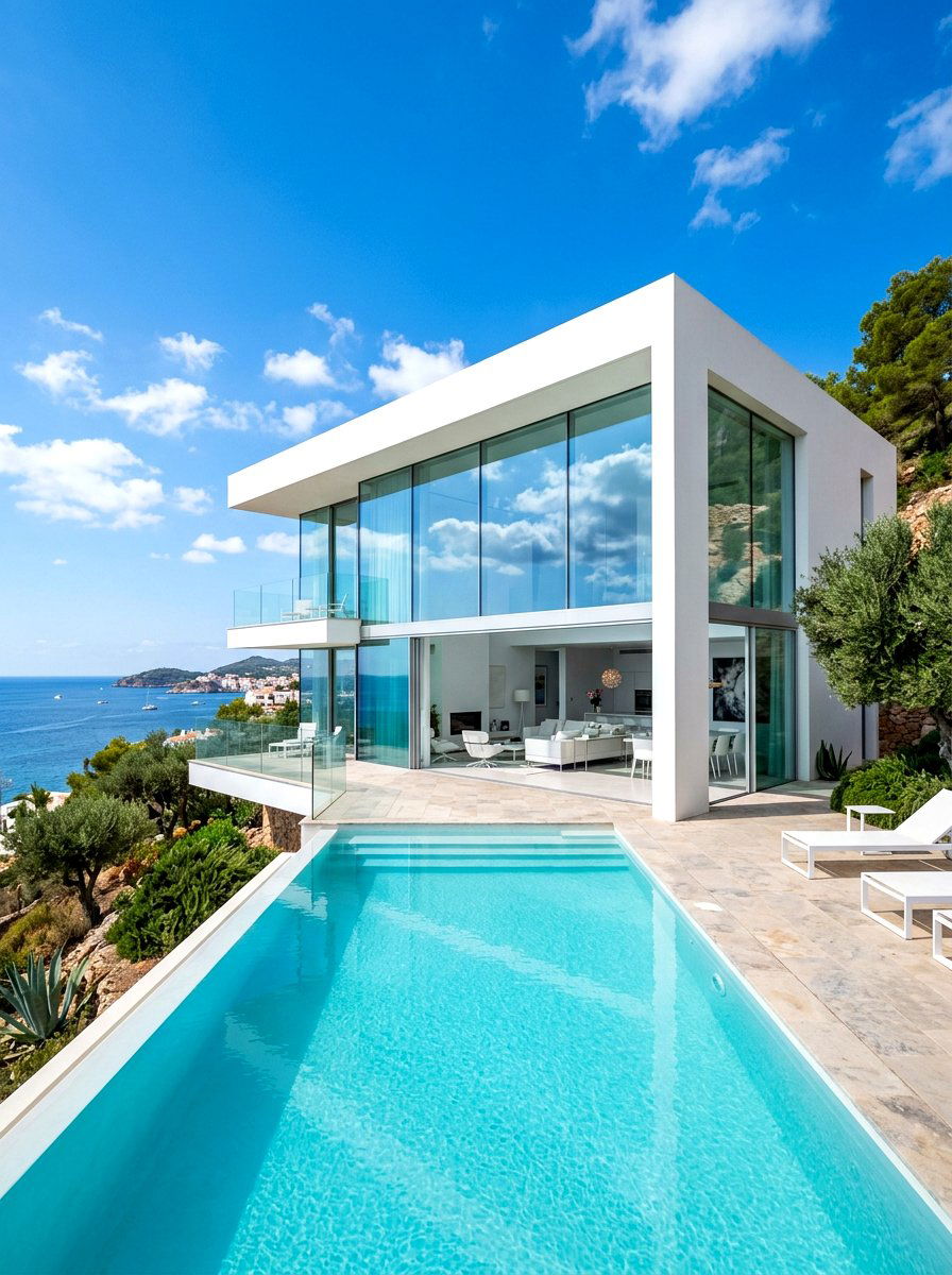 Modern White Glass Architecture - 30 white house exterior ideas