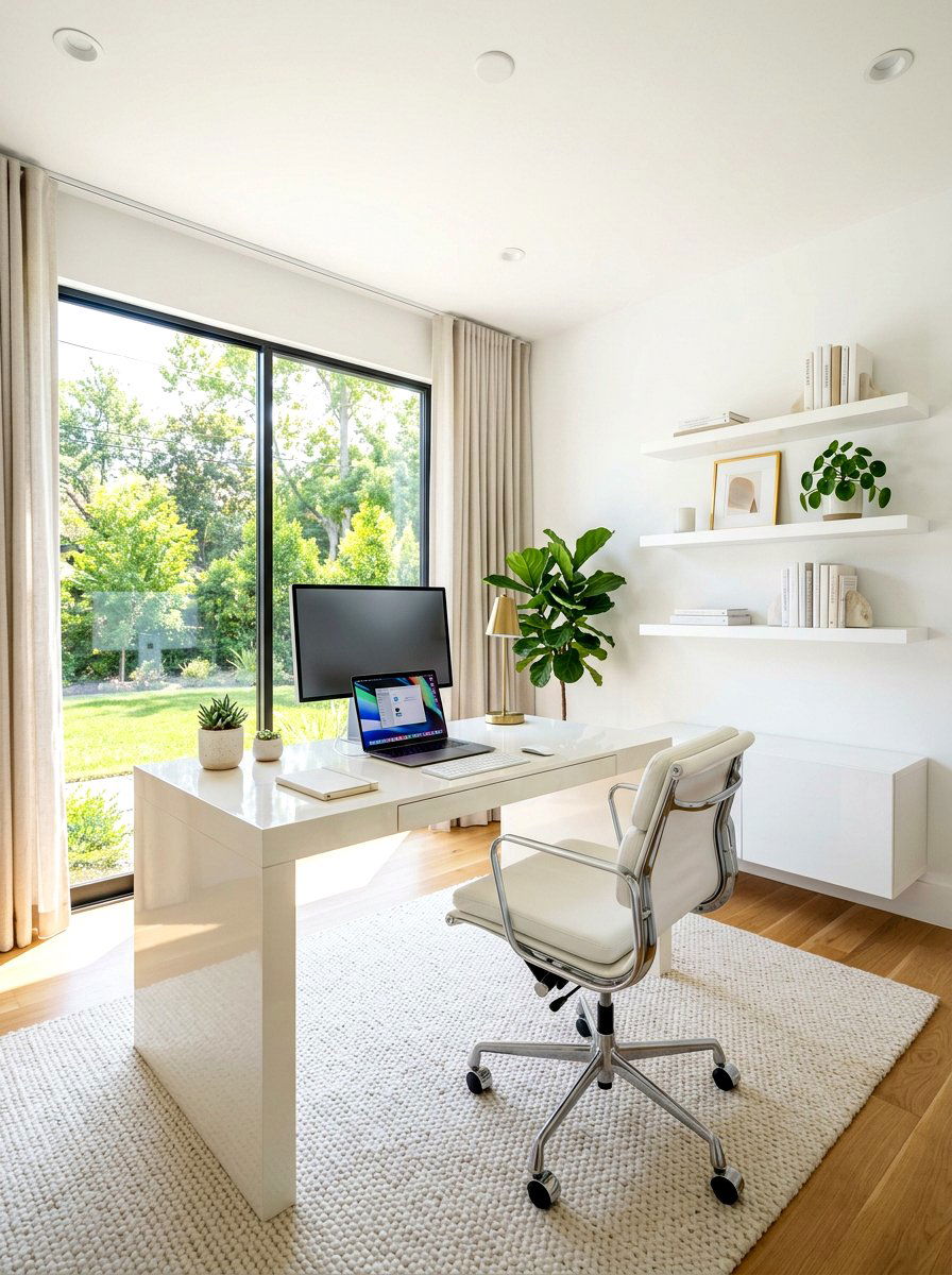 Modern White Home Office - 30 minimalist home office ideas