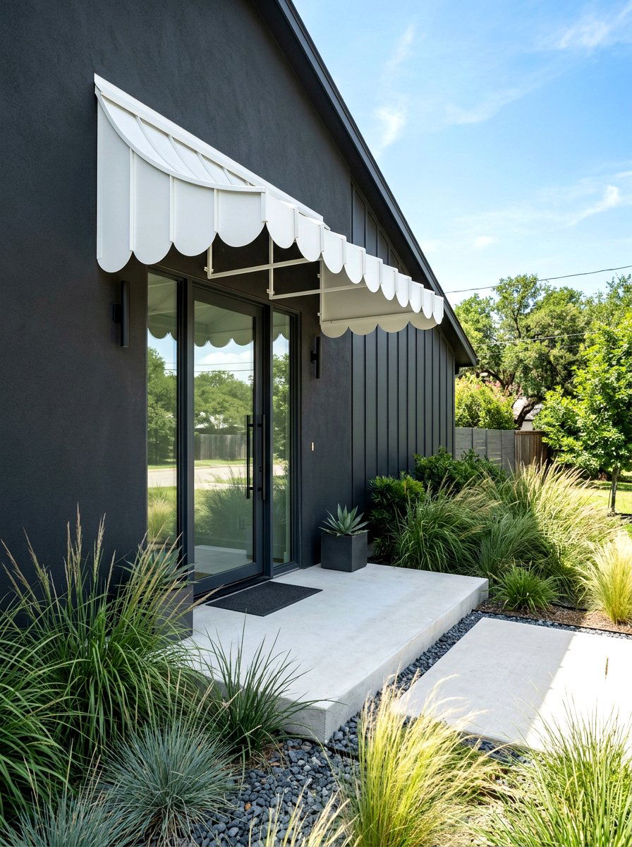 Modern White Metal Scalloped Awning - 30 scalloped awning ideas