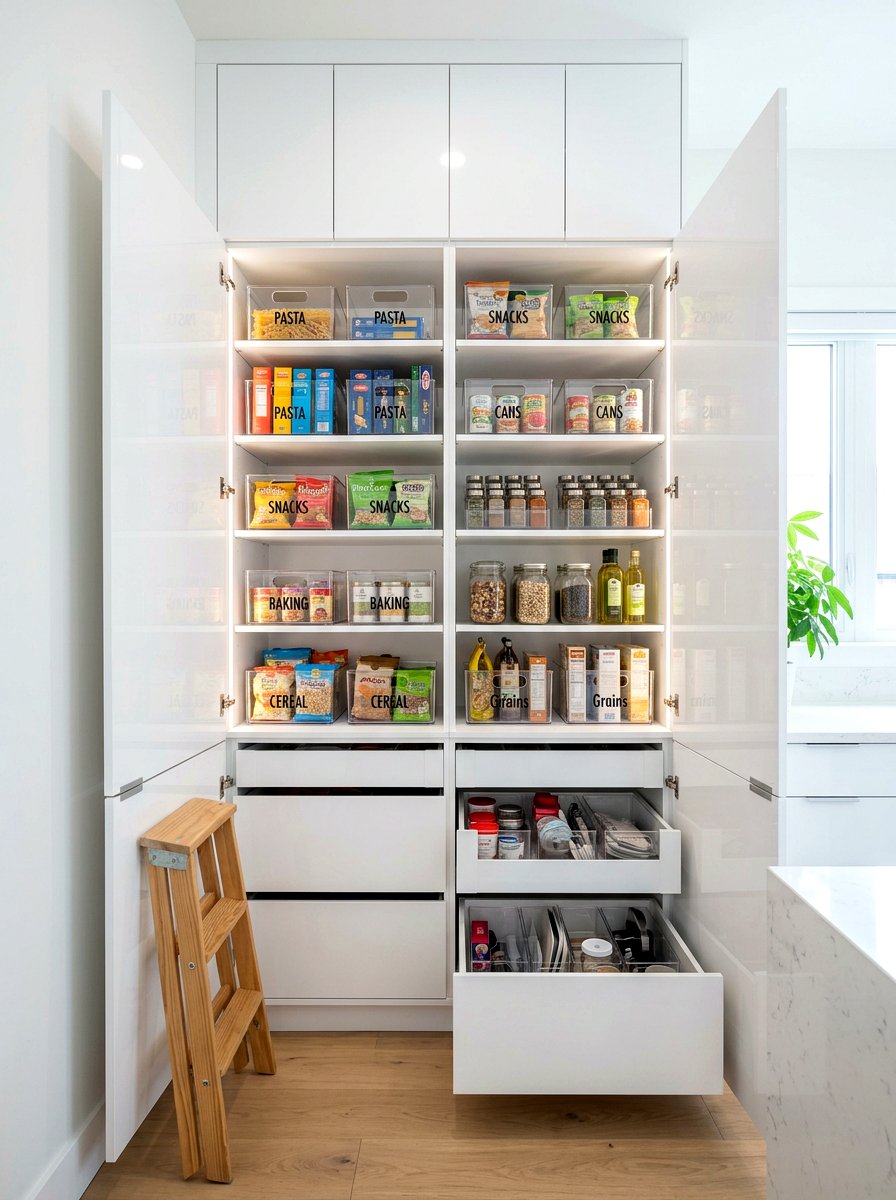 Modern White Pantry - 30 pull out pantry ideas