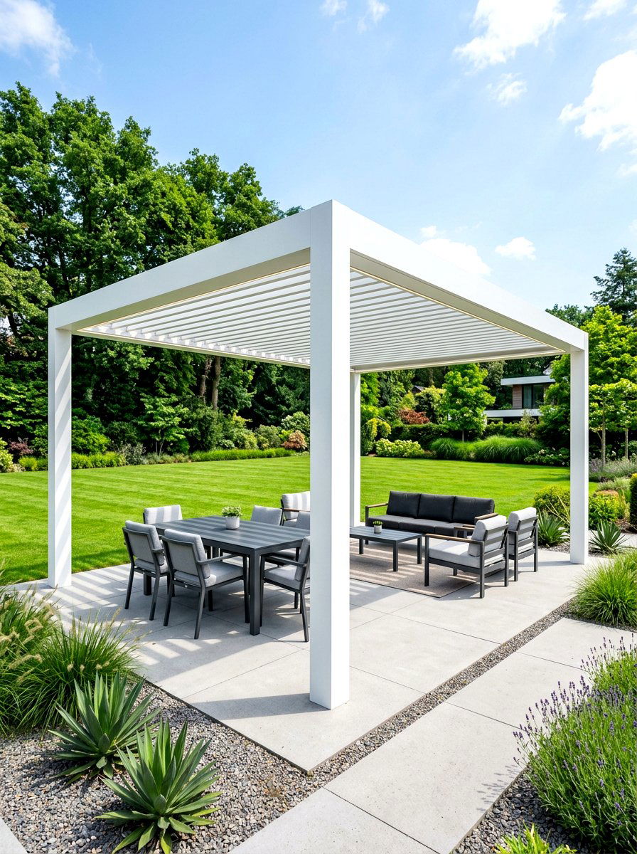 Modern White Pergola - 30 white pergola ideas