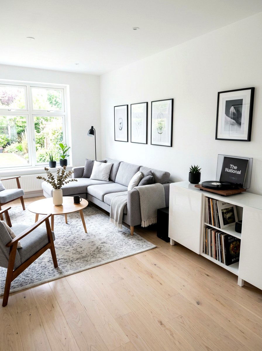 Modern White Record Stand - 30 record player corner ideas