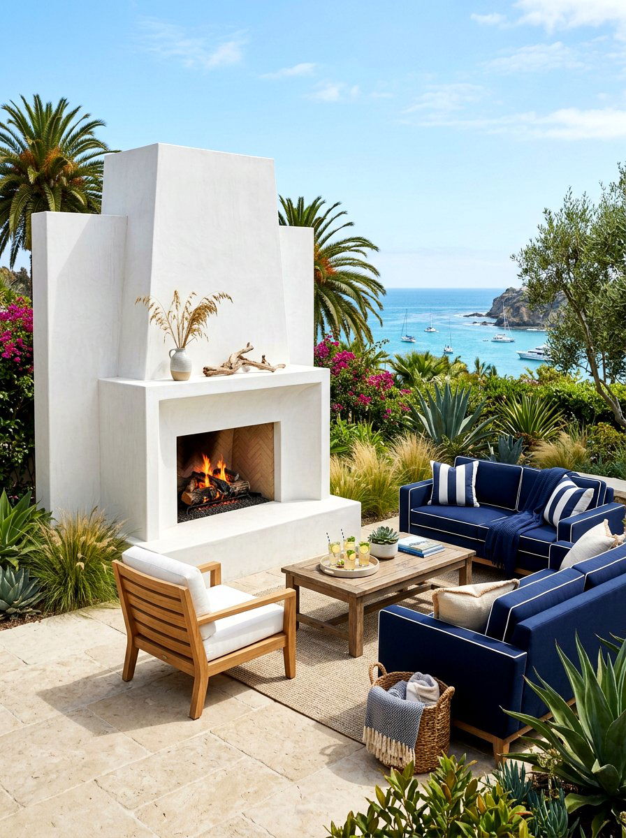 Modern White Stucco Outdoor Fireplace - 30 modern outdoor fireplace ideas