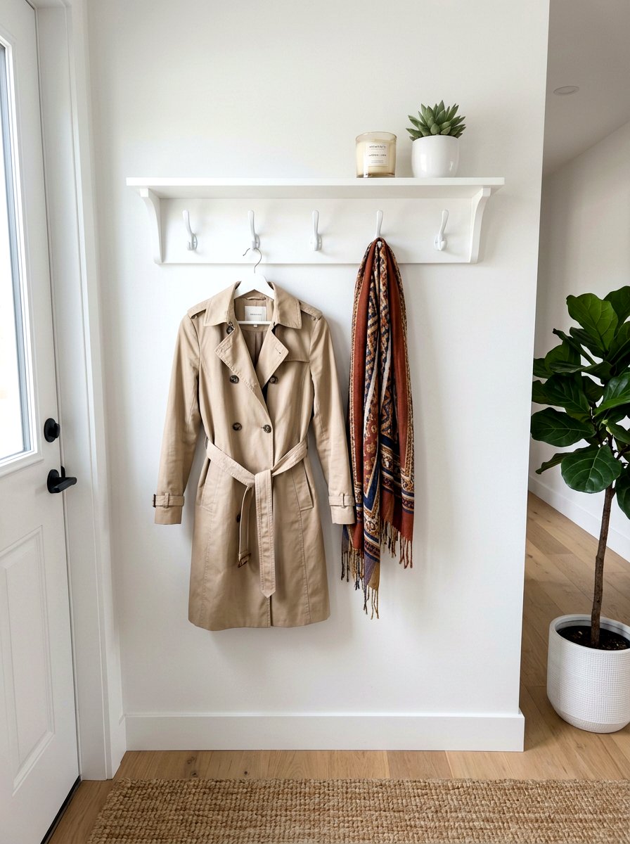 Modern White Wall Shelf With Hooks - 30 wall mounted entry shelf ideas aesthetic
