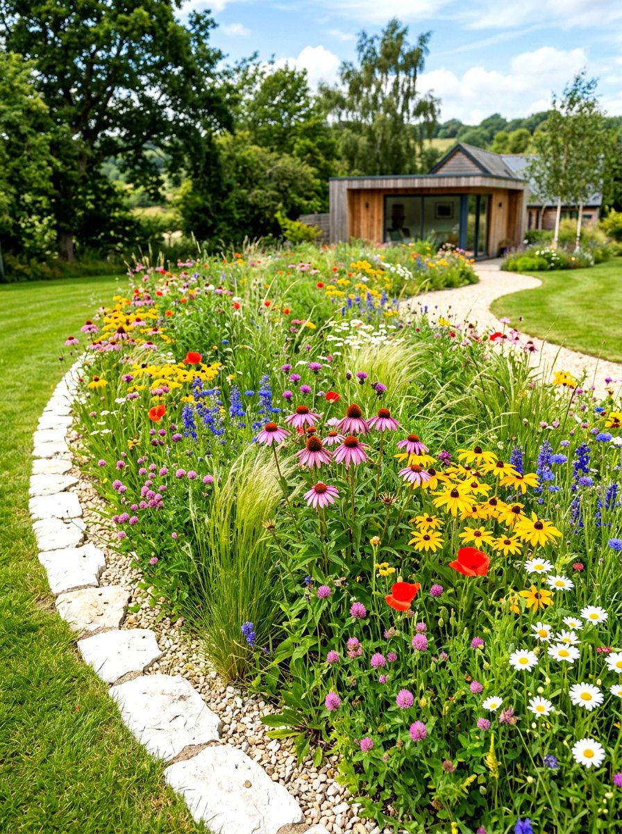 Modern Wildflower Meadow Bed - 30 modern flower bed ideas
