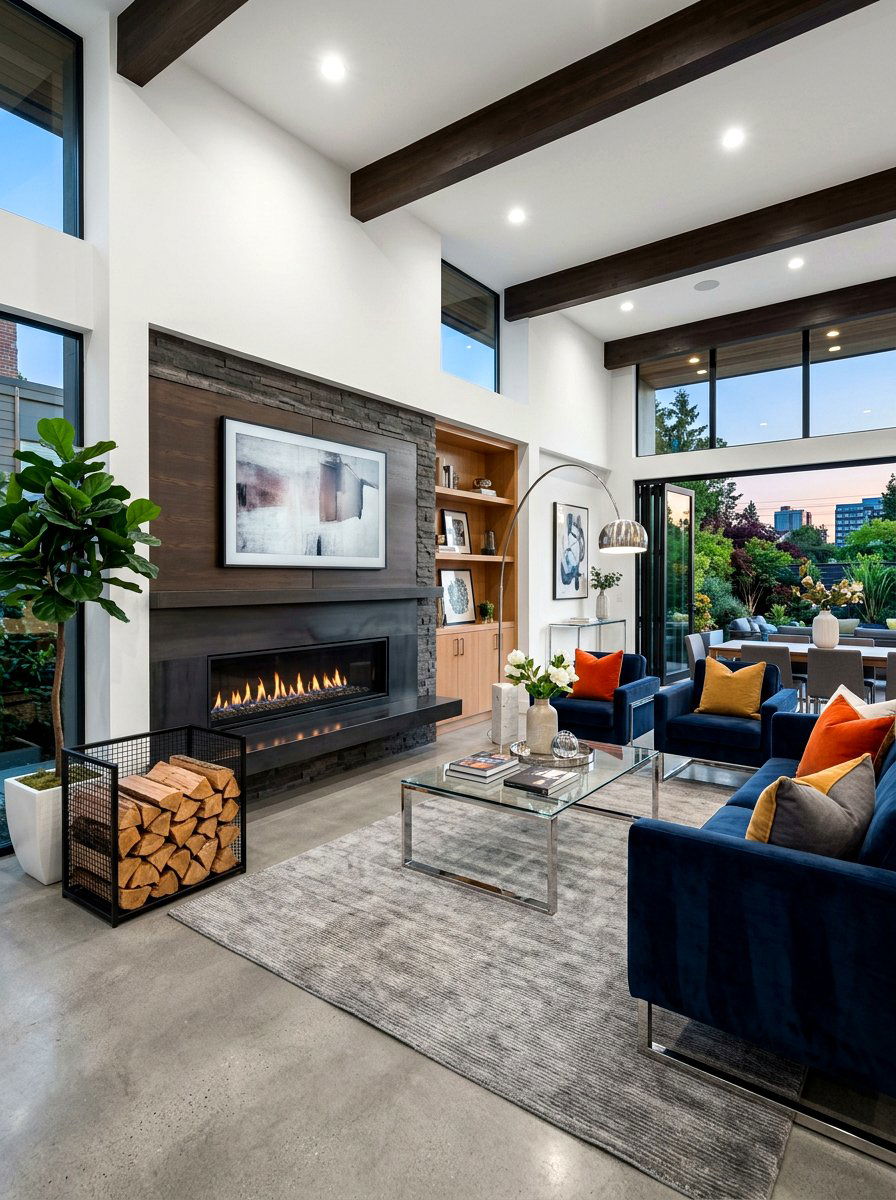 Modern Wire Mesh Wood Bin - 30 fireplace wood basket ideas