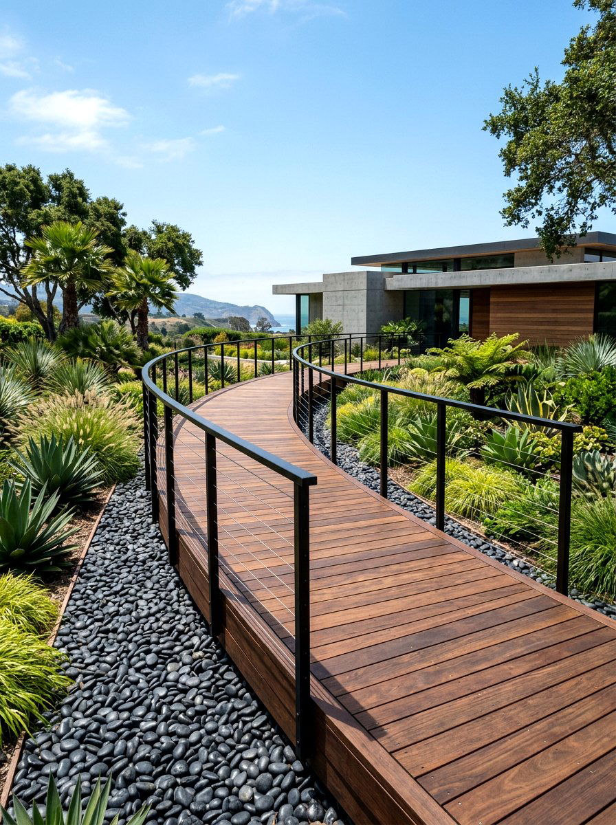 Modern Wood Boardwalk - 30 front walkway ideas