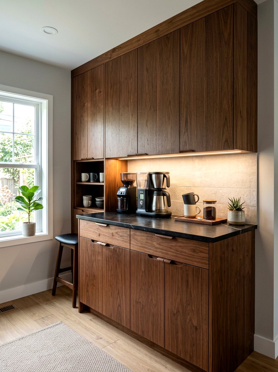 Modern Wood Breakfast Station - 30 built in breakfast station ideas