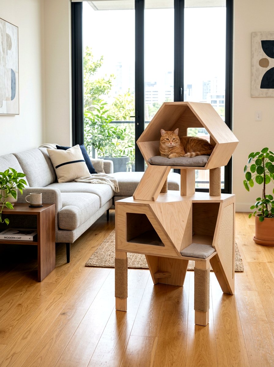 Modern Wood Cat House - 30 cat room ideas