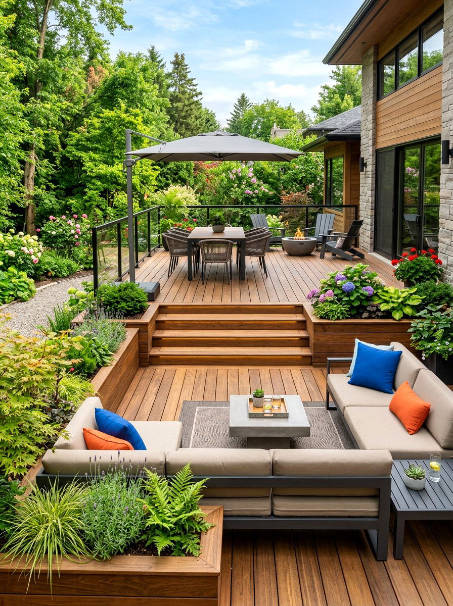 Modern Wood Deck - 30 backyard hosting ideas