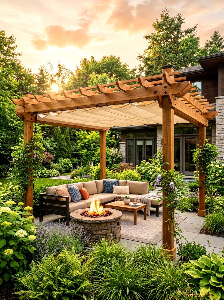 Modern Wood Pergola - 30 retractable canopy patio ideas