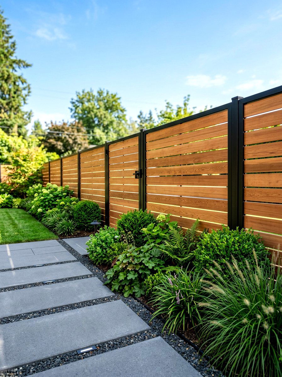 Modern Wood Privacy Fence - 30 private backyard oasis ideas