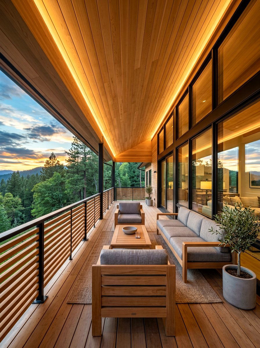 Modern Wood Railing - 30 porch handrail ideas