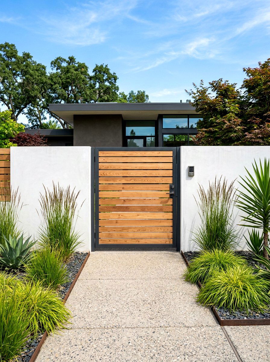 Modern Wood Slat Gate - 30 garden gate entrance ideas