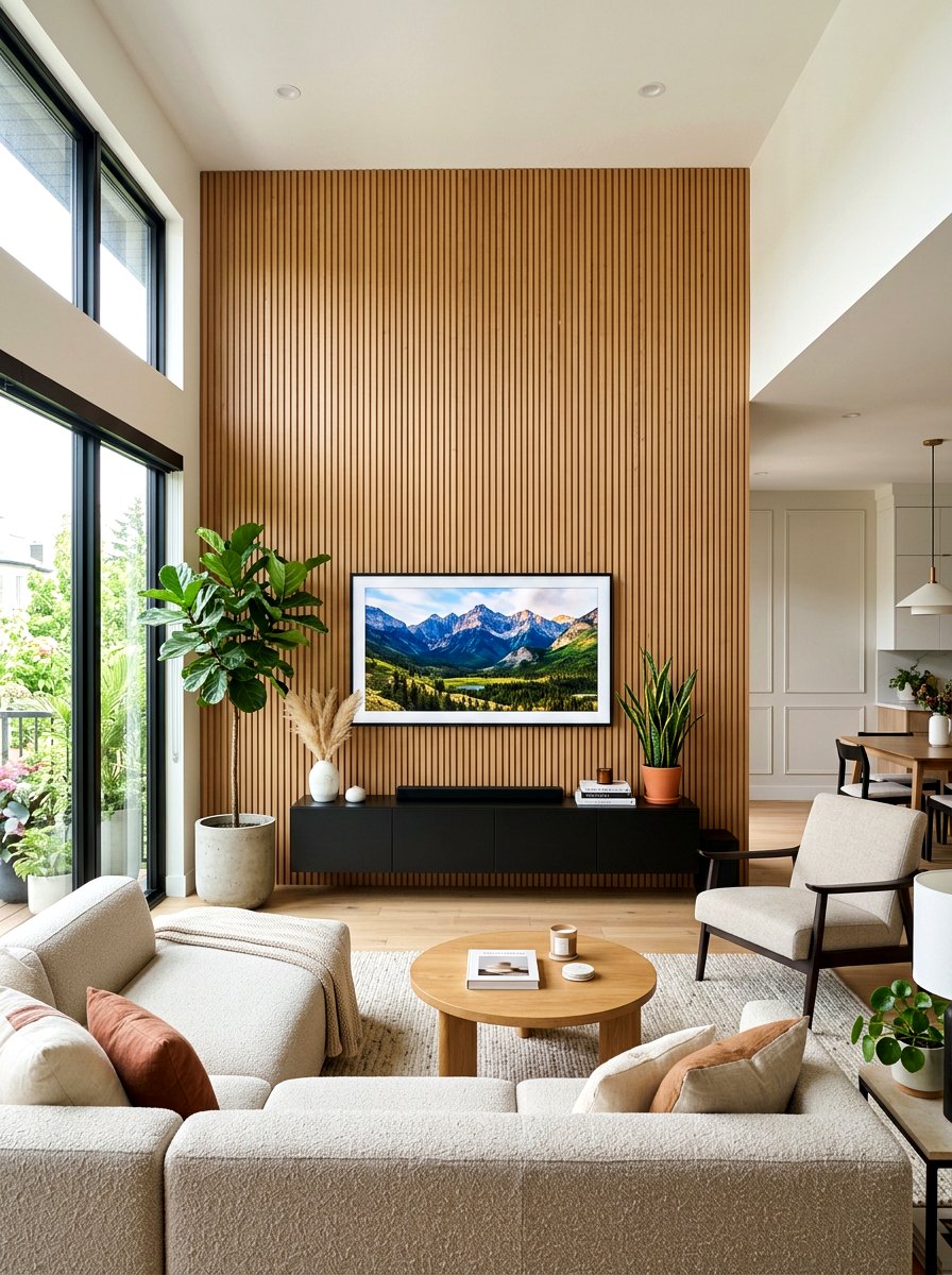 Modern Wood Slat Wall - 30 wall panel molding ideas