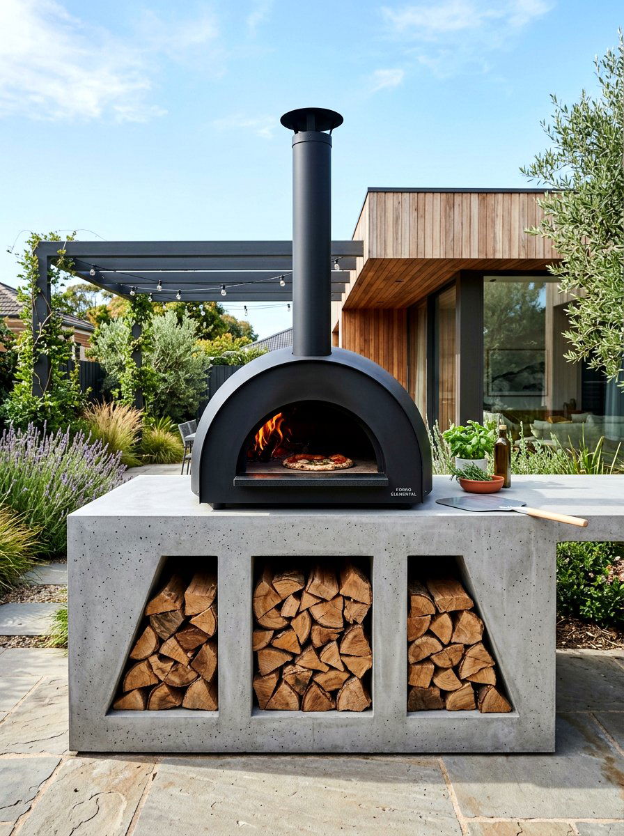 Modern Wood Storage Pizza Oven - 30 pizza oven patio design ideas