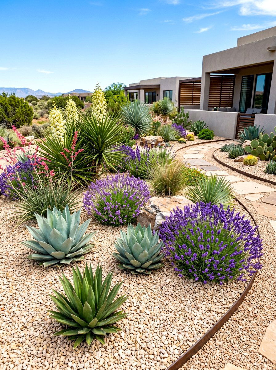 Modern Xeriscape Gravel Bed - 30 modern flower bed ideas