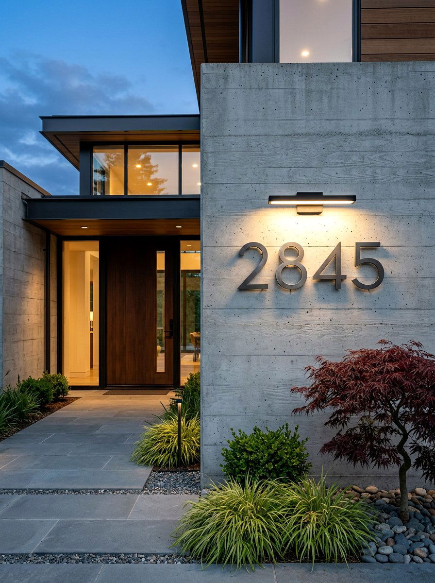 Modern address sign light - 30 landscape lighting ideas