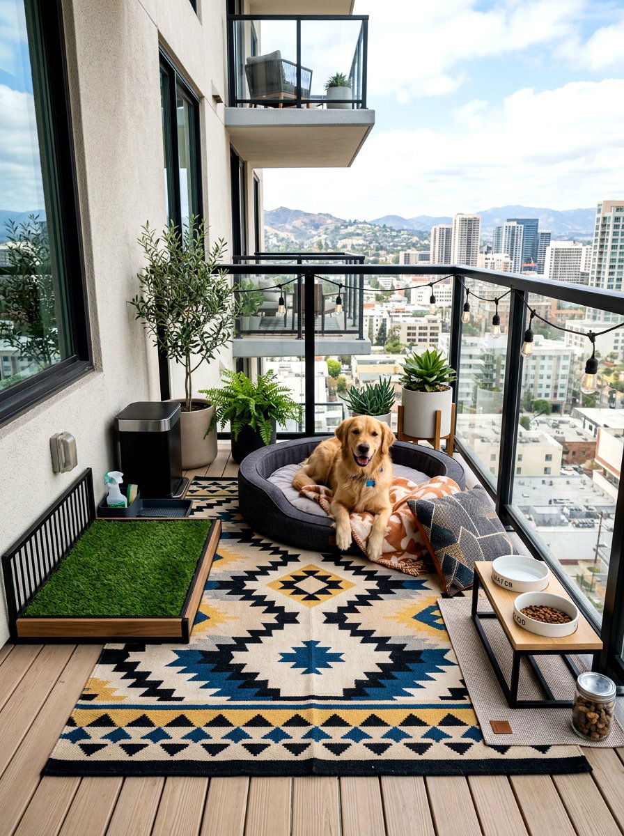 Modern apartment dog zone - 30 balcony pet potty area ideas