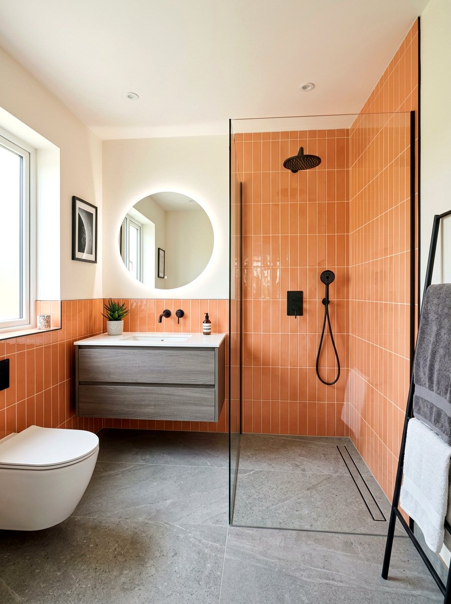 Modern apricot tile bathroom - 30 apricot bathroom ideas