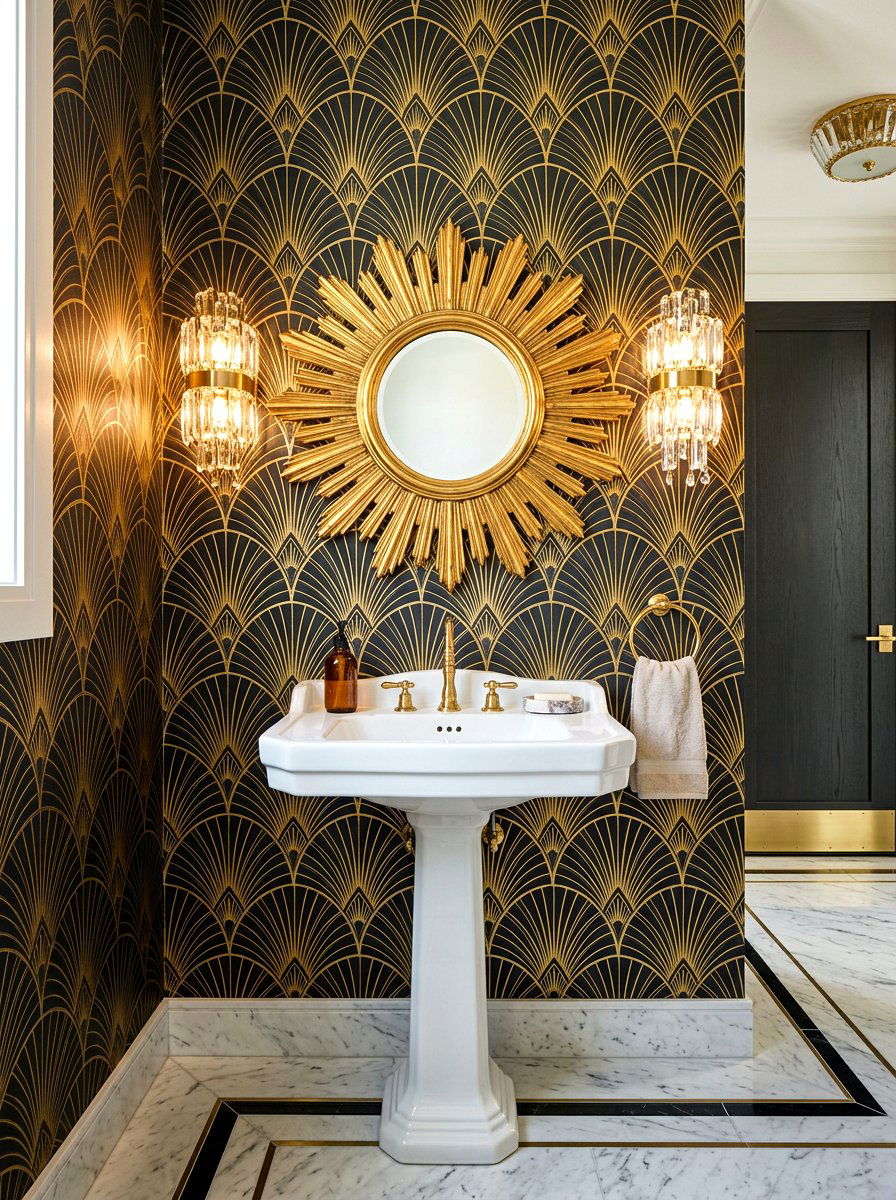 Modern art deco powder room - 30 jewel box powder room ideas